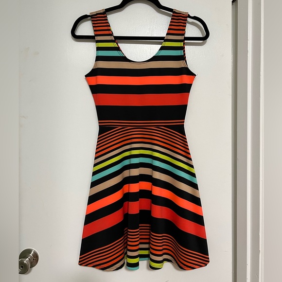 Derek Heart Striped Dress Colorful Sleeveless Dress Stretchy Juniors Size Small - Picture 2 of 7